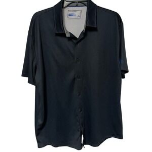 Twillory Athleisure Shirt Mens XL Performance Short Sleeve Button Down Navy Blue